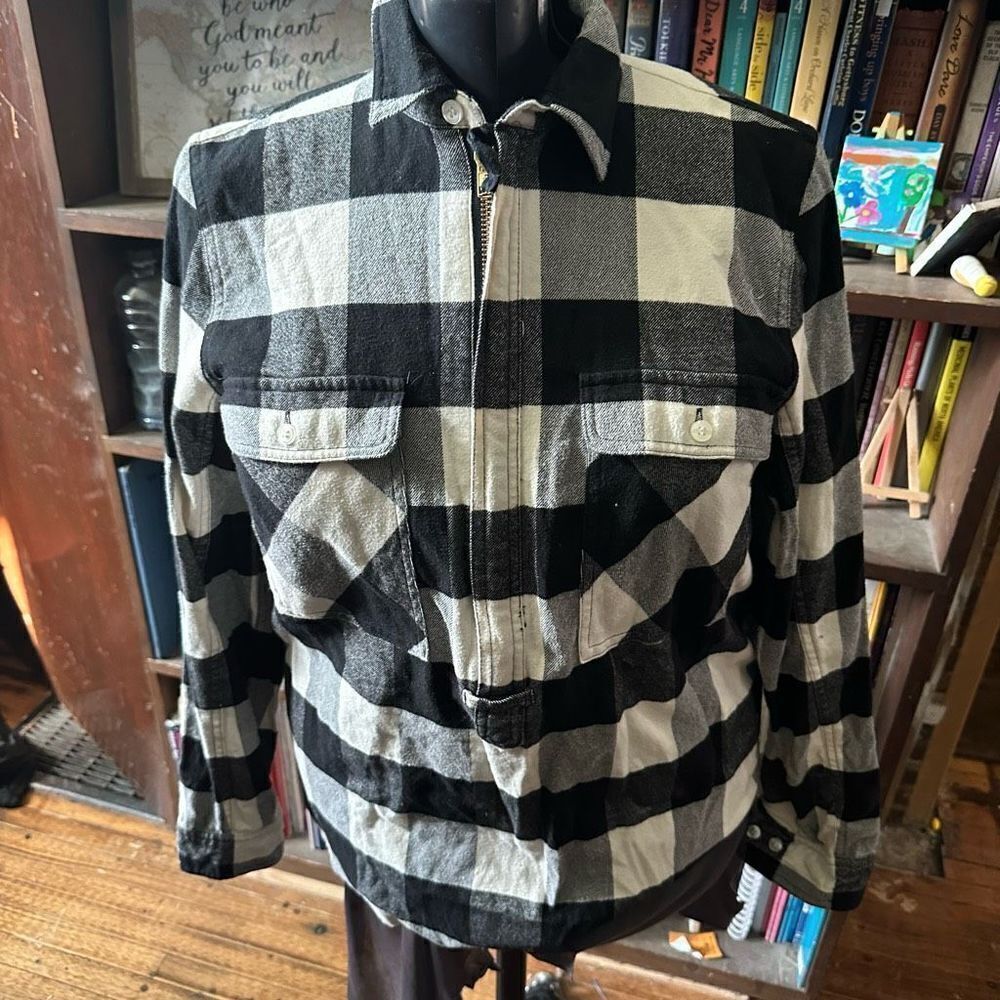 J Crew black & white checked S flannel lumberjack shirt